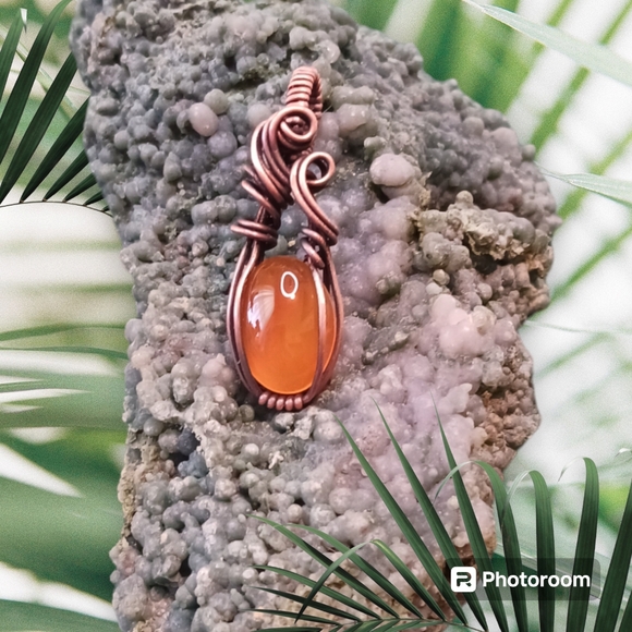 Hand Crafted Jewelry - Handmade Wire Wrap Mexican Fire Opal Pendant